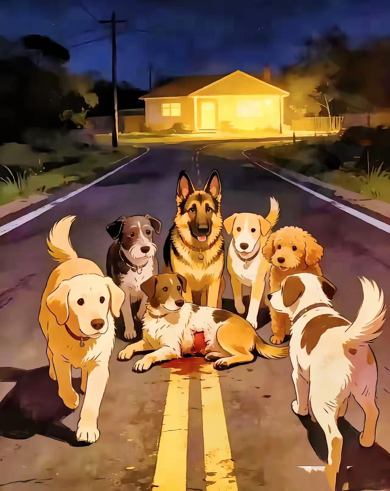 长春长双快速路上的监控视频，真给我看沉默了。

​7只流浪狗在快车道上逆风狂奔，