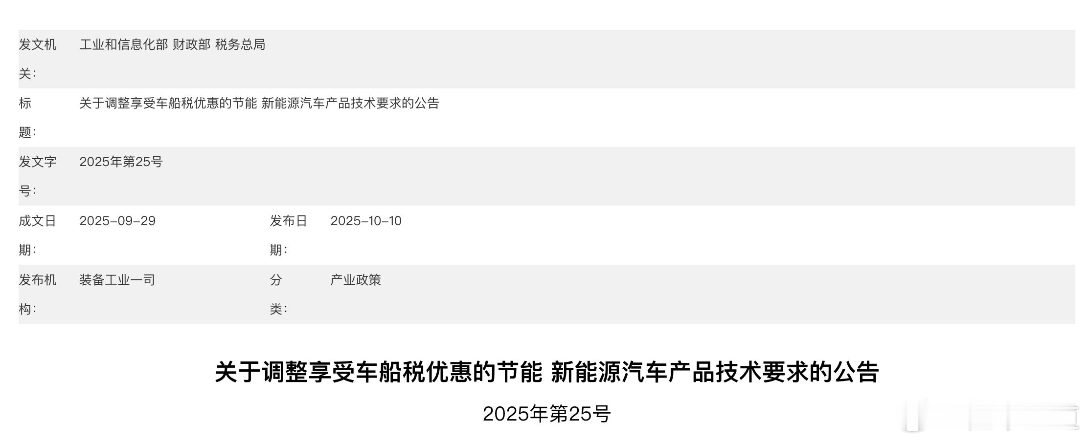 懂车之道讯 懂车之道快讯，日前，工业和信息化部、财政部、税务总局等三部门联合公告