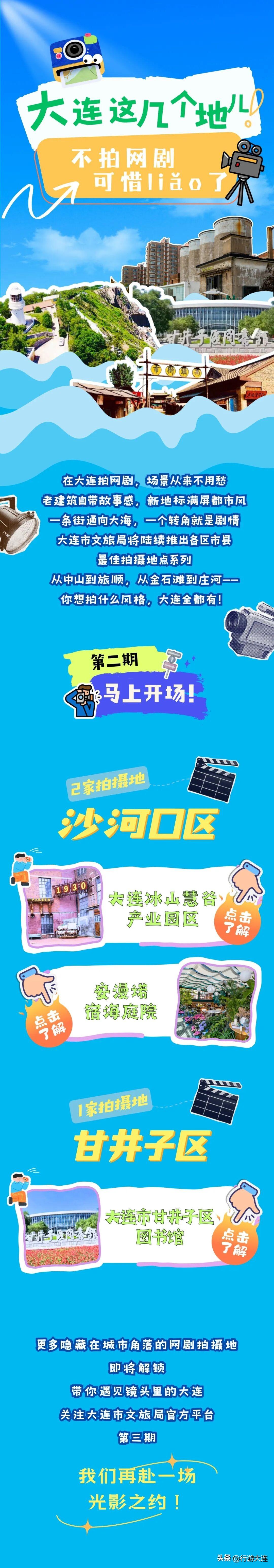 拍网剧，来大连！——第一批大连拍摄取景地白名单（第二期）

信源：大连市文化和旅