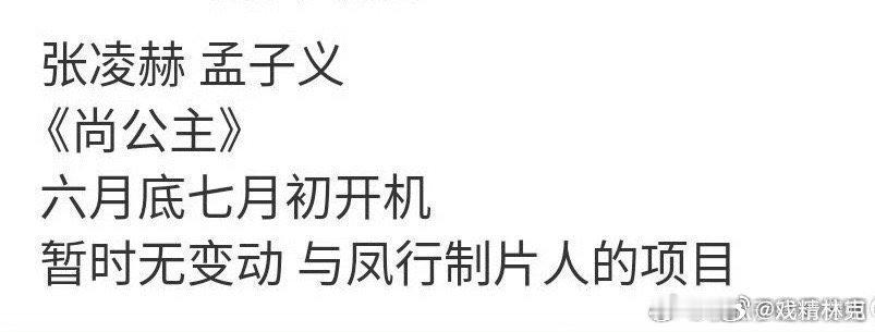 尚公主七月初开机 新版本：张凌赫、孟子义。早上才刷到说女主未定，版本是真多[do