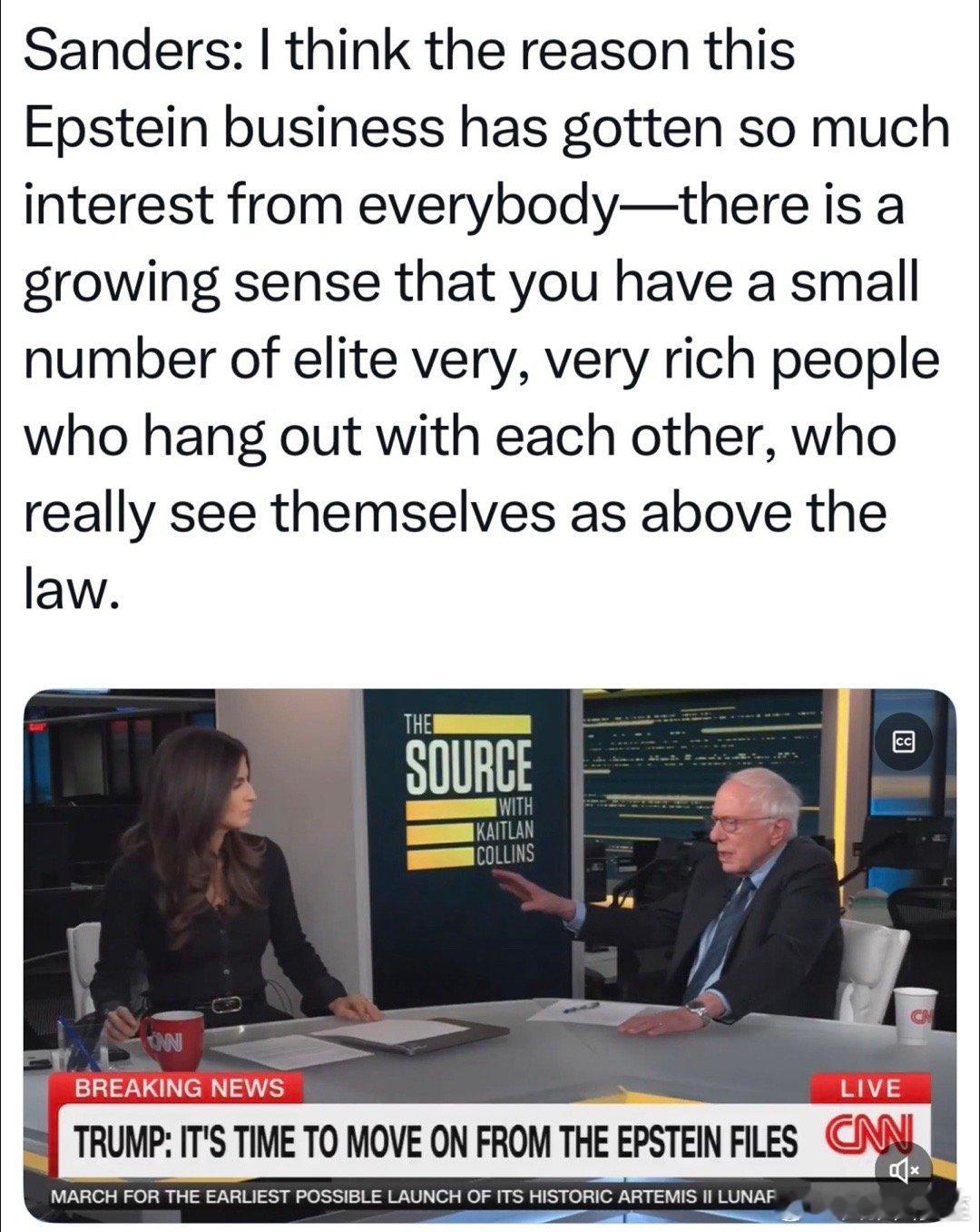 记者：今天Trump说，不要再提Epstein档案了，该说点别的事了Sander