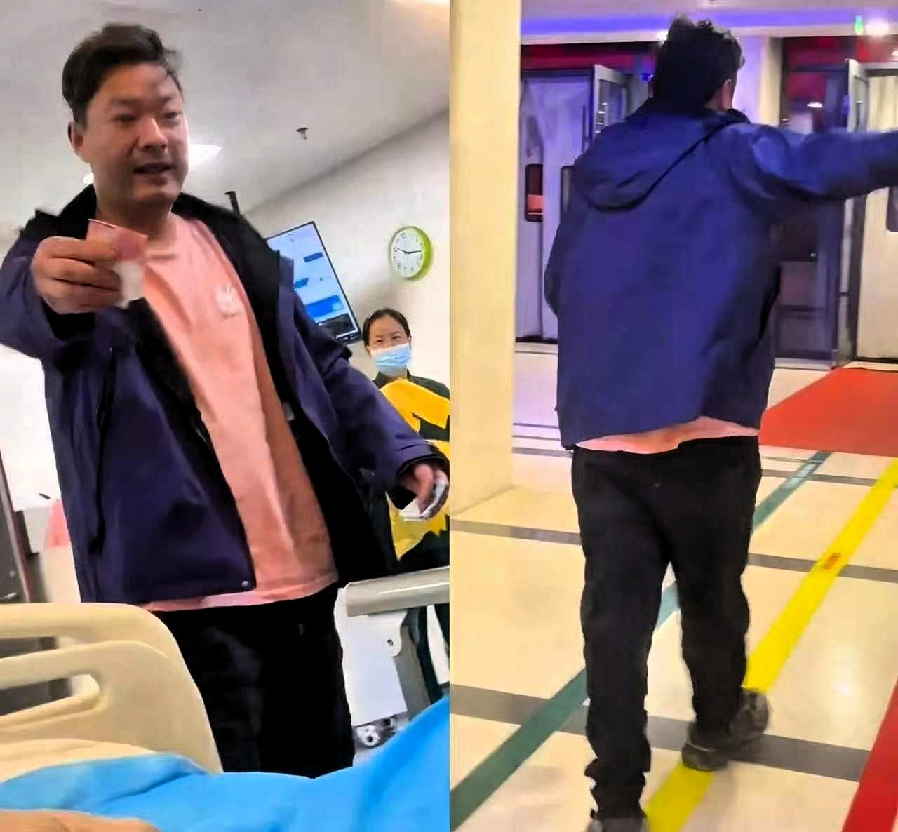 江苏宿迁，一位大哥醉酒挂点滴时，看到对面病床上一个小女孩也在挂点滴，大哥心疼小女