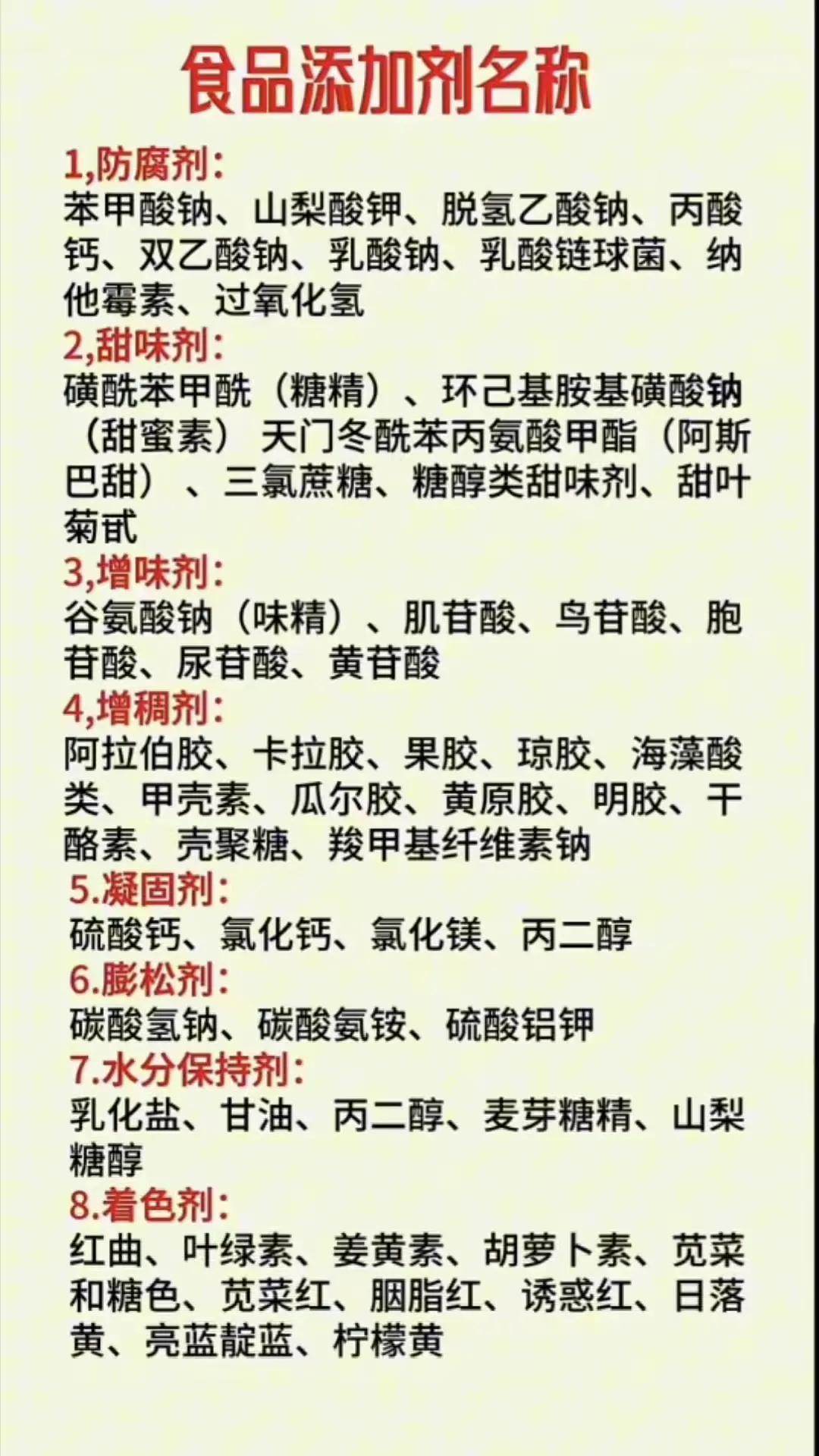 这些常见的食品添加剂，你知道多少。

常见食品添加剂