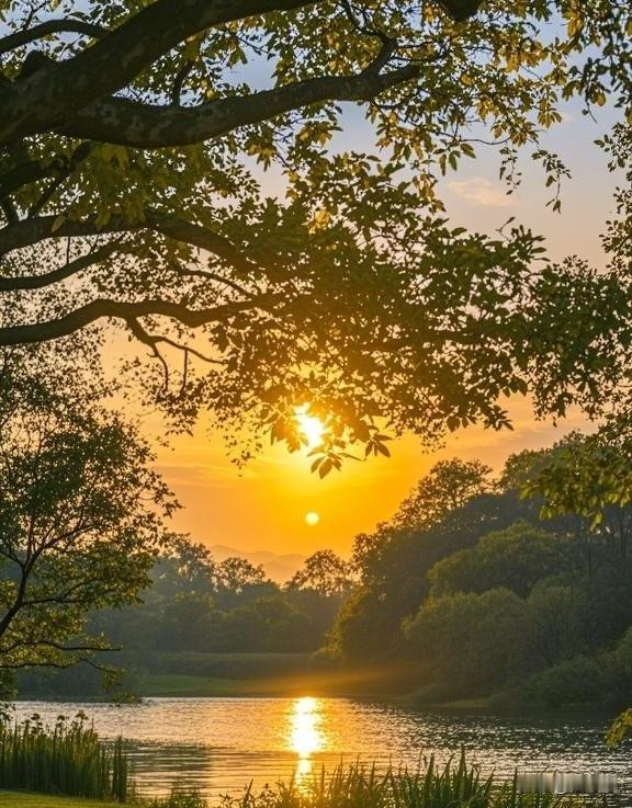 下班路上抬头瞅了眼
随口嘟囔一句
什么破晚霞，还美成这样
 
橘红染了半边天
云