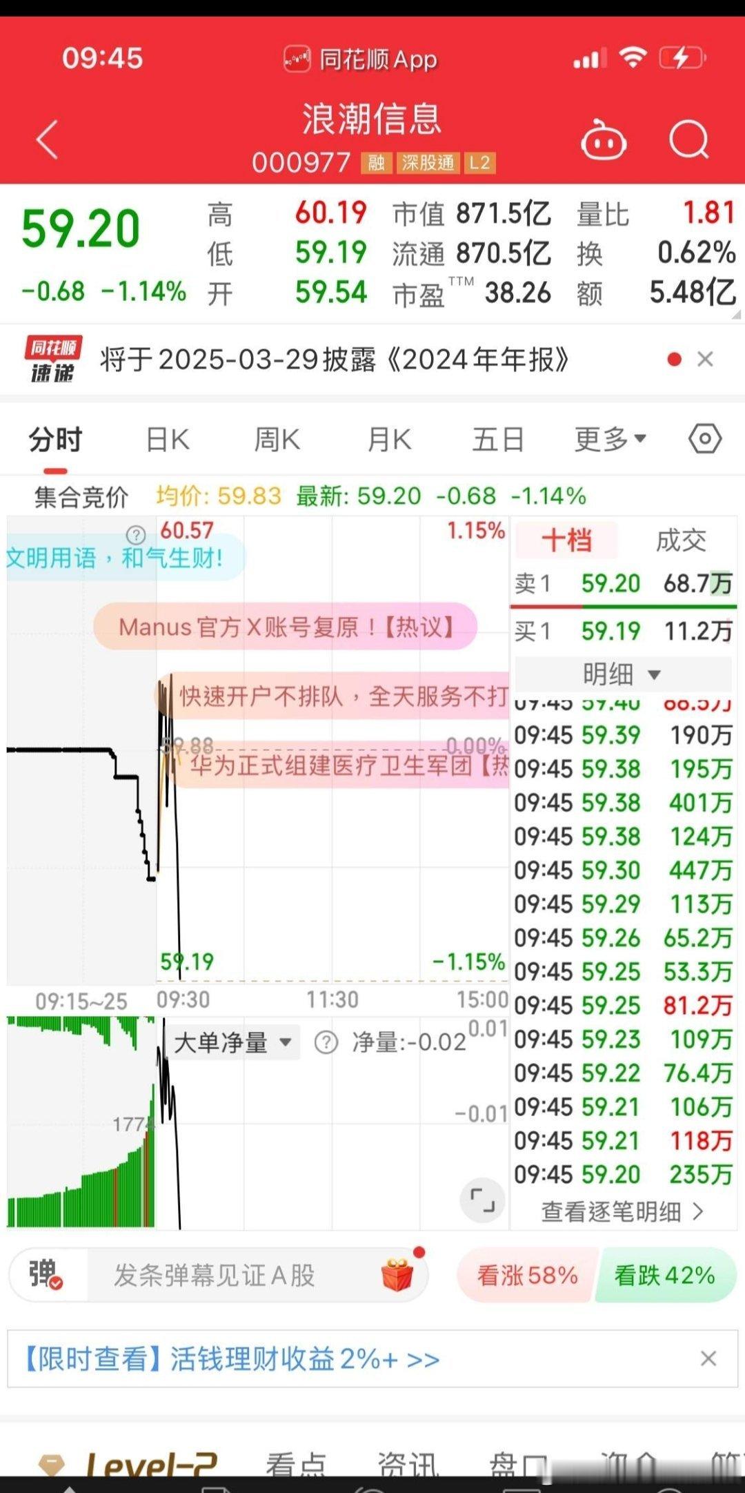 浪潮信息，开盘先升后降，急跌必有诈！当下这种行情，主力不可能跑路，最多做切换，到