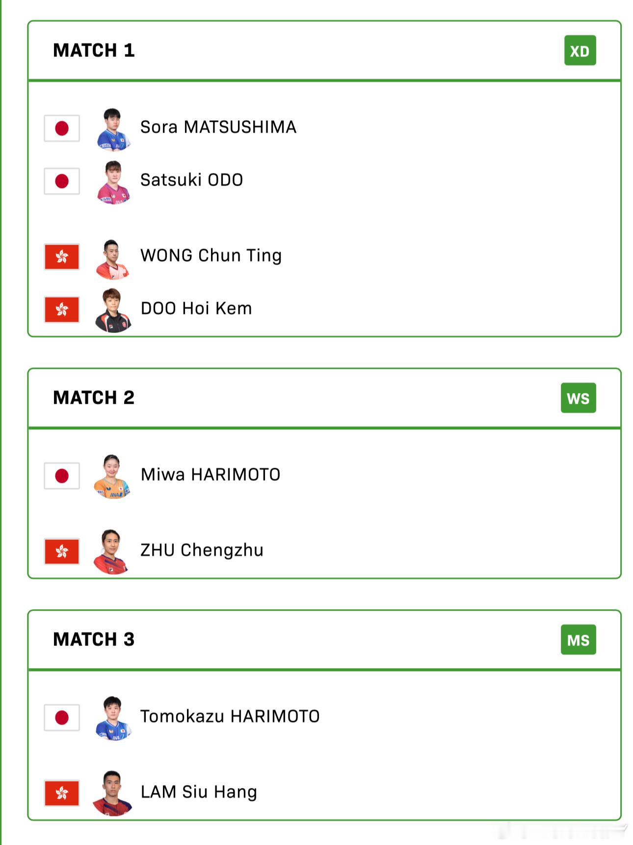 2025混合团体世界杯循环赛日本VS中国香港松岛辉空/大藤沙月VS黄镇廷/杜凯琹