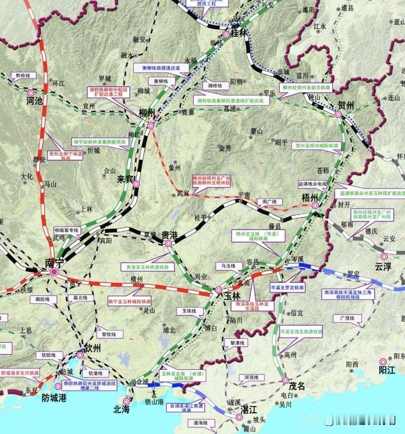 盘点广西北海市2条铁路规划的铁路项目
梧州-玉林-北海城际铁路旨在连接桂东南城市