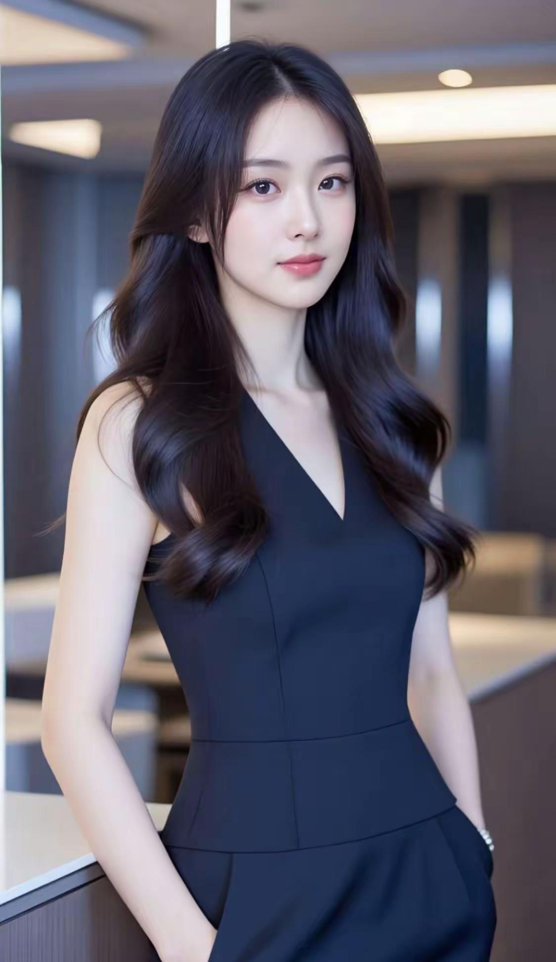 优雅黑裙，气质女神，职场精英范儿