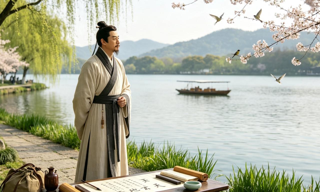 《钱塘湖春行》是一篇游湖赏春写景的抒情小诗，白居易采用点面结合和风景写意画的笔法