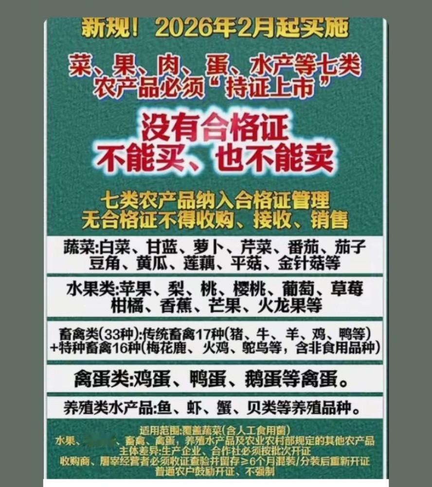 2026年起，无资格证农产品不能买卖！农民新规 农食产品认证