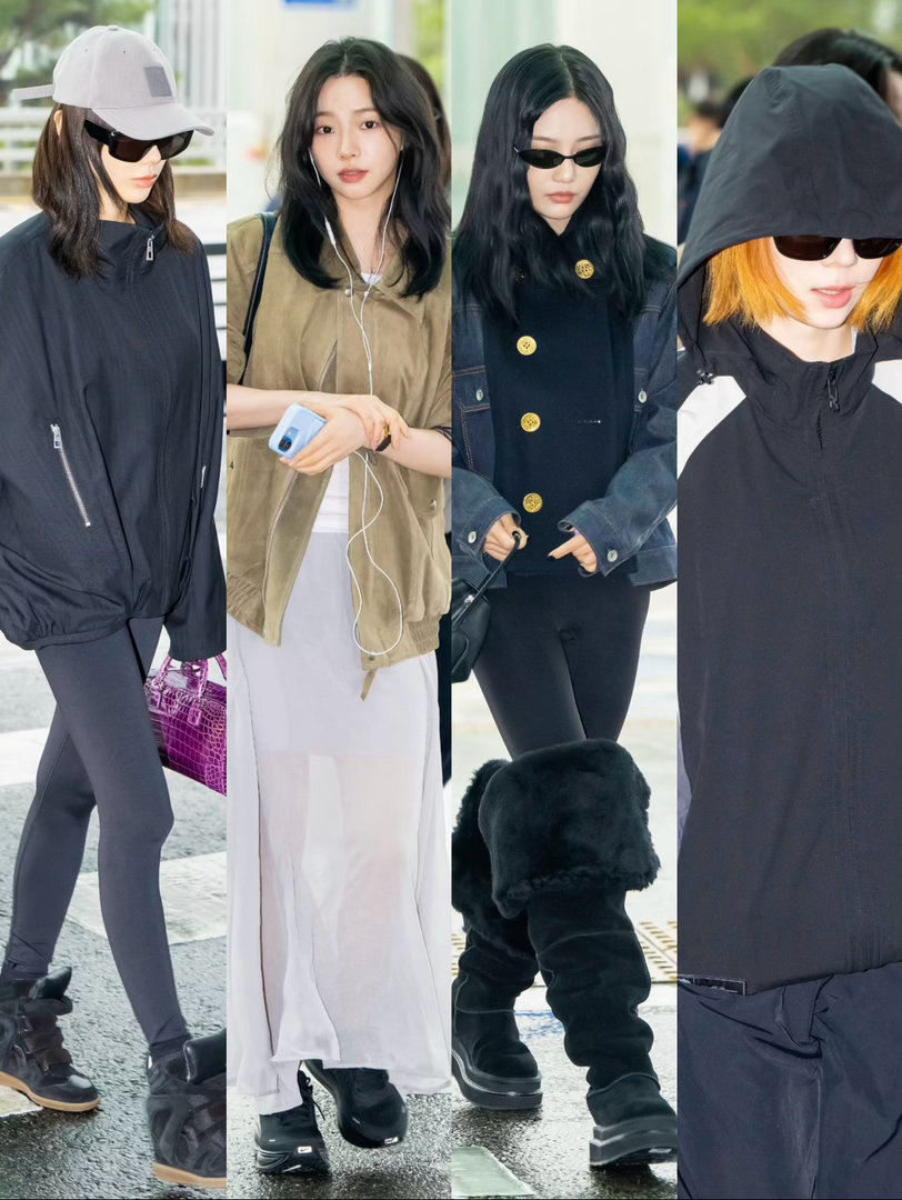 aespa今日机场造型 