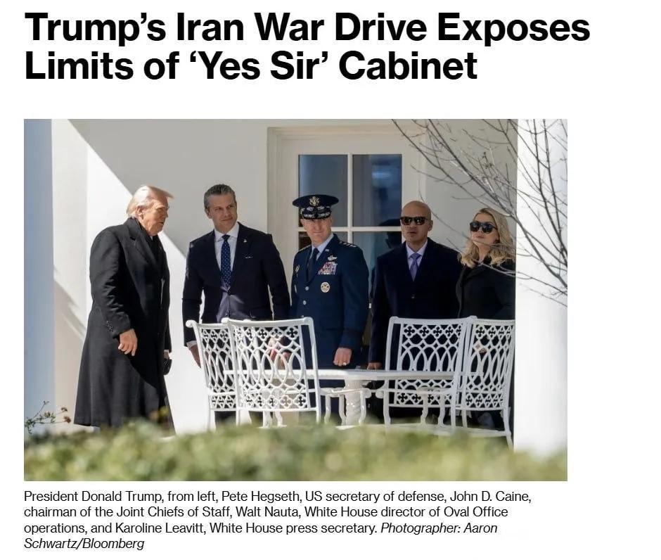 美国总统老特在对伊朗发动战争的决策中暴露出了“是的，先生（yes sir）”内阁