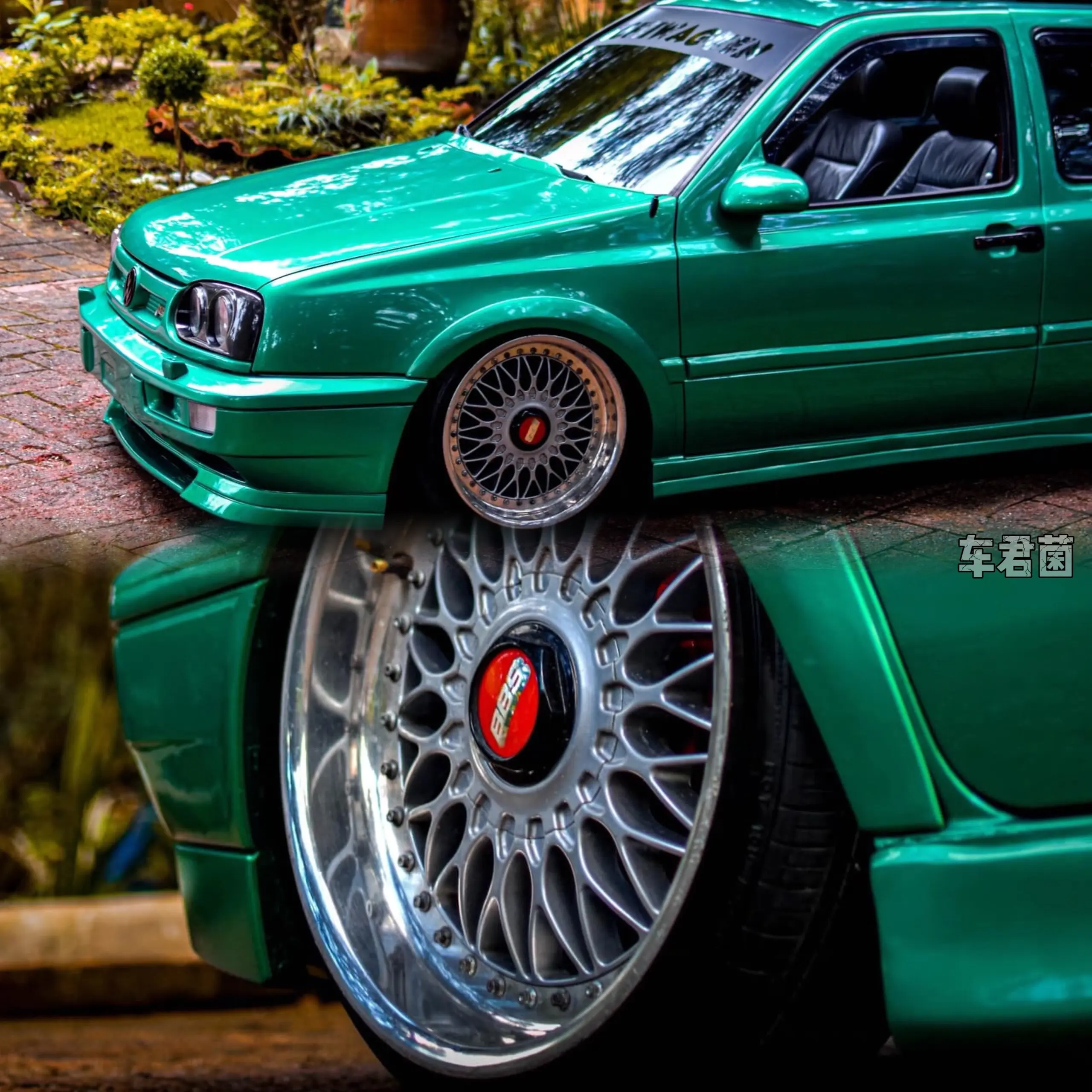 绿色小四轮，VW MK3 BAGGED.