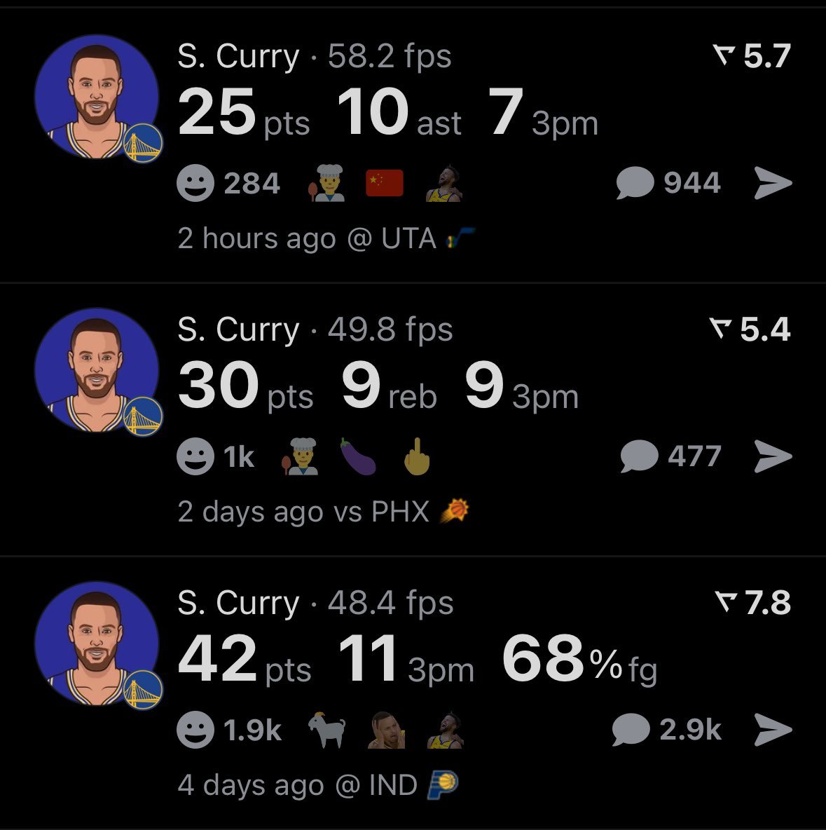 还有谁[二哈][二哈]库里过去三场射中27记三分#金州勇士[超话]##勇士vs爵