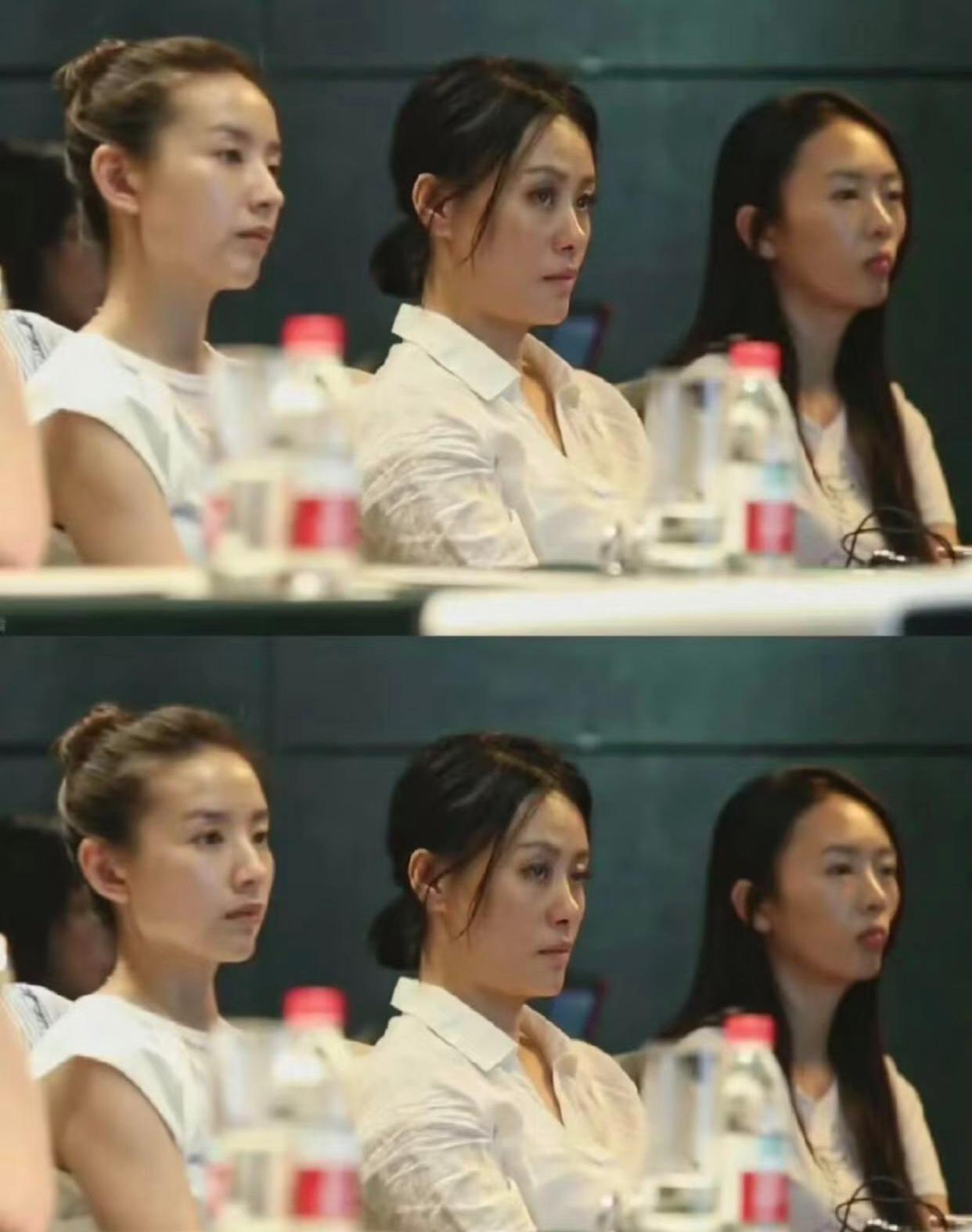 这张合影很明显，
即便是女明星很多也是侧颜扛不住的，
尤其不再年轻脸上没肉了，