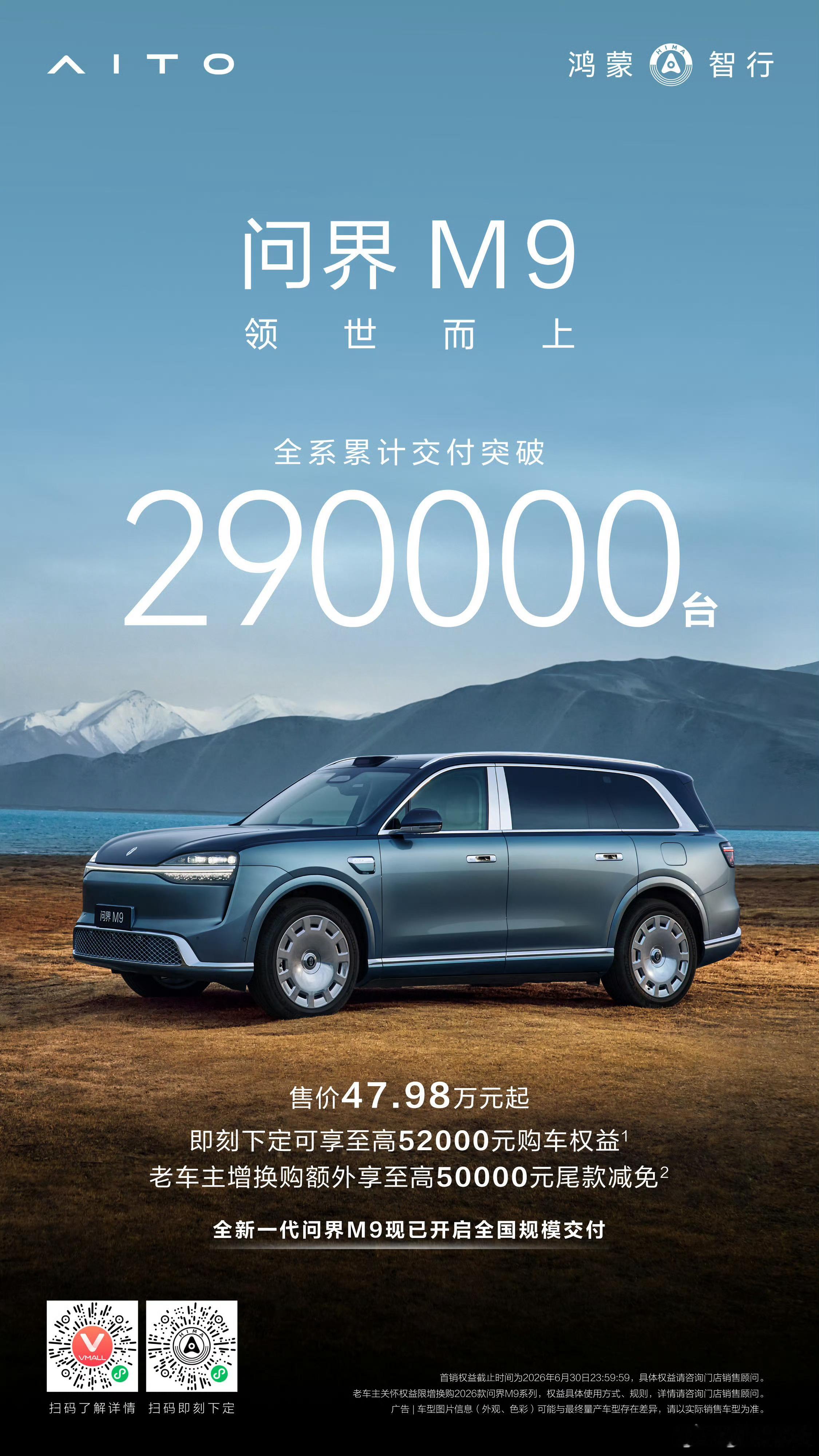 问界M9 累计交付突破29万台！