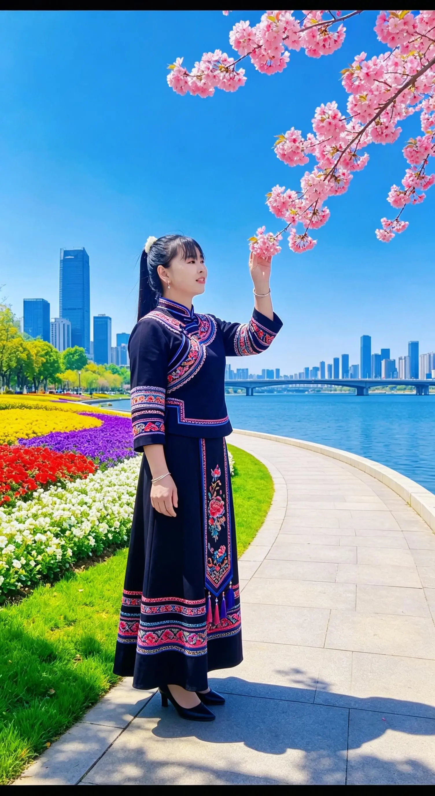 AI苗服春日景 ai创作