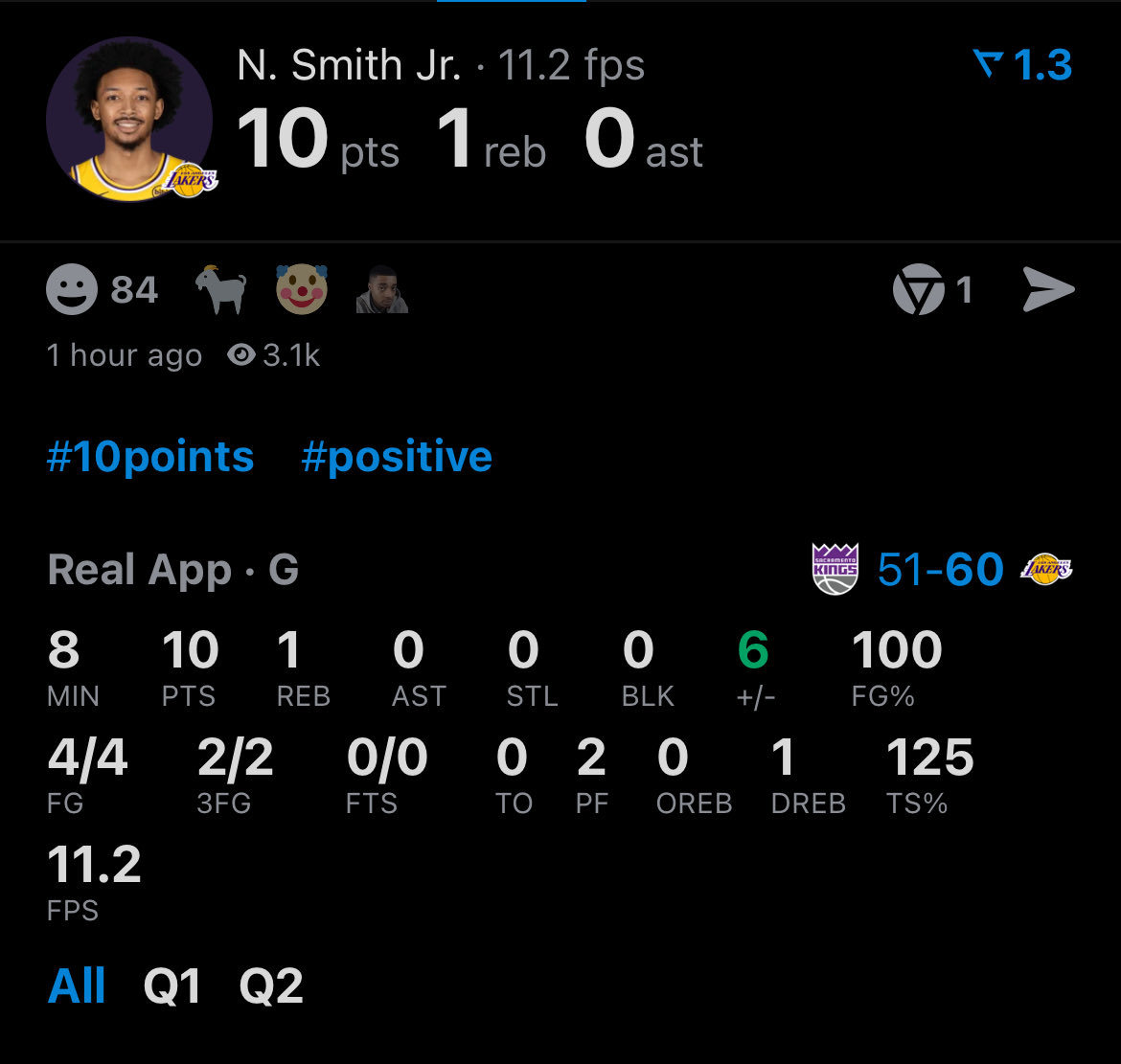 尼克史密斯4/4已经砍下10分🔥国王vs湖人