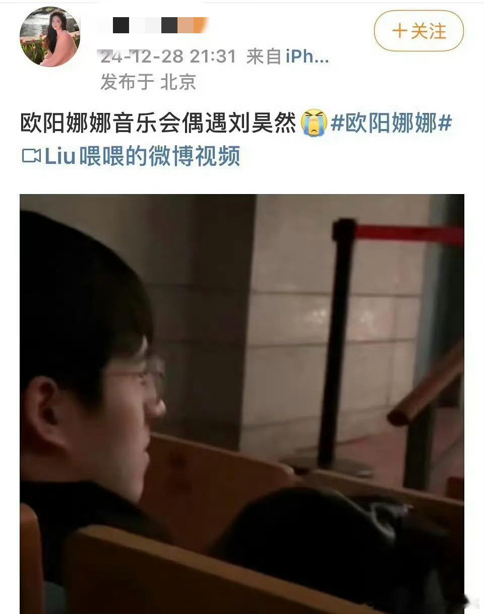 一名网友在欧阳娜娜音乐会上偶遇刘昊然！2015年刘昊然因为拍戏档期没去成欧阳娜娜