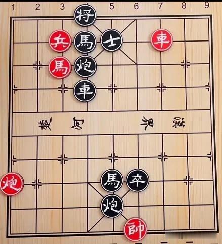 不要随手进车将，先用兵吃马才对，炮进底再跳马拿下！
如图所示，红先行。
有兴趣不