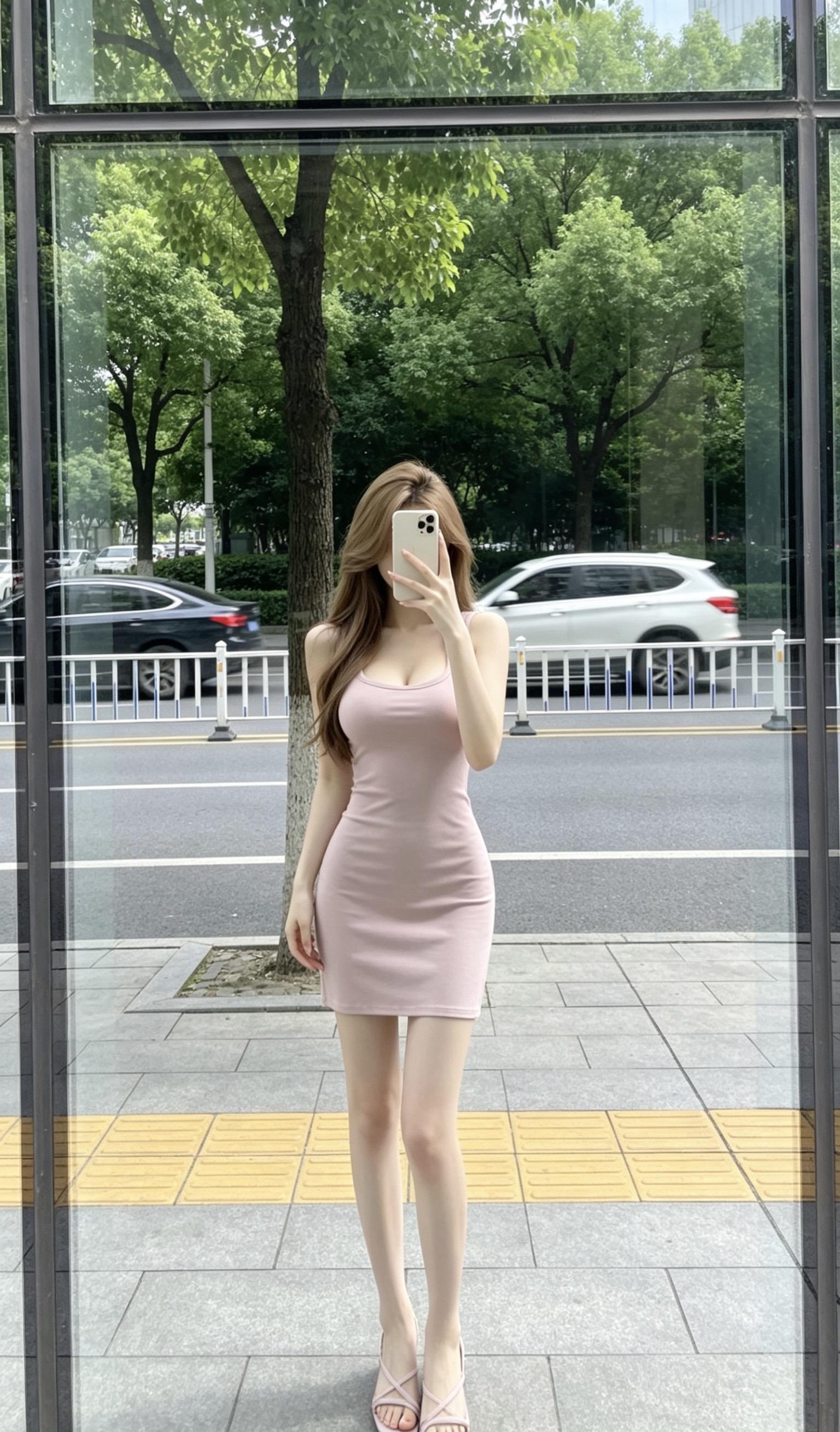辣妹粉色连衣裙 好看又显身材的连衣裙 无袖紧身裙