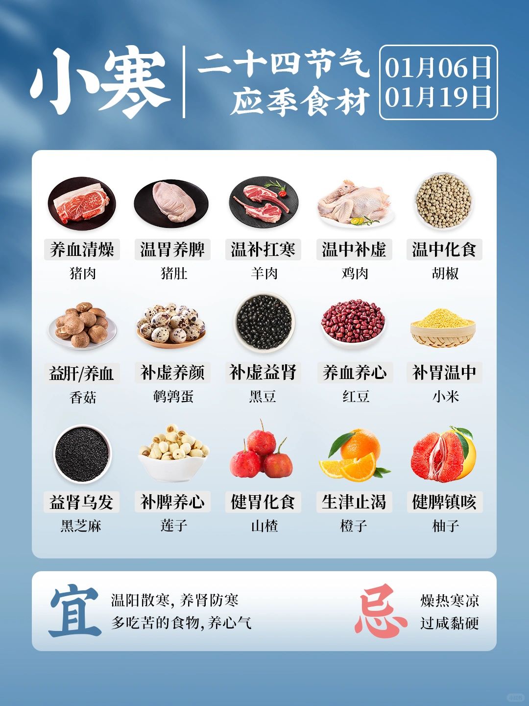 24节气应季食材👉小寒🍎顺应节气，读懂身体