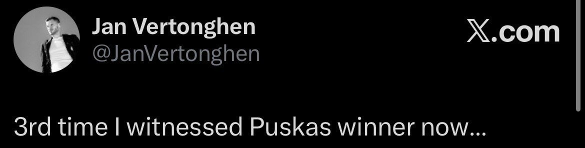 在现场的exspurs维尔通亨：老夫第三次现场见证普斯卡什奖进球… 