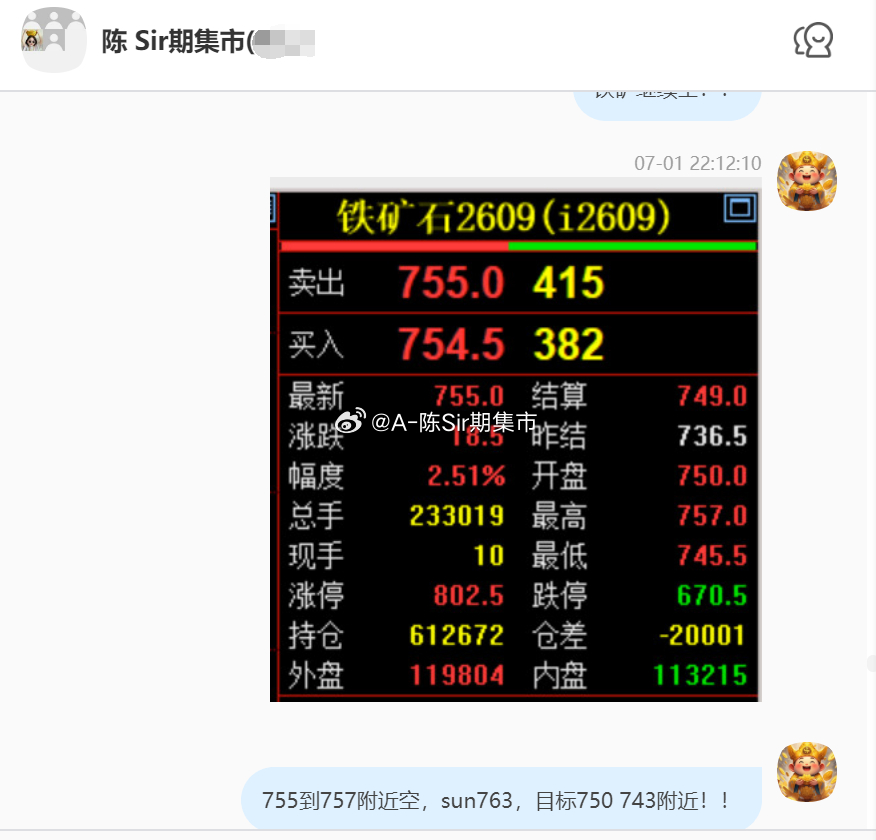 2026/7/2第一单【2609铁矿石】铁矿石完成14个点！140点的lirun