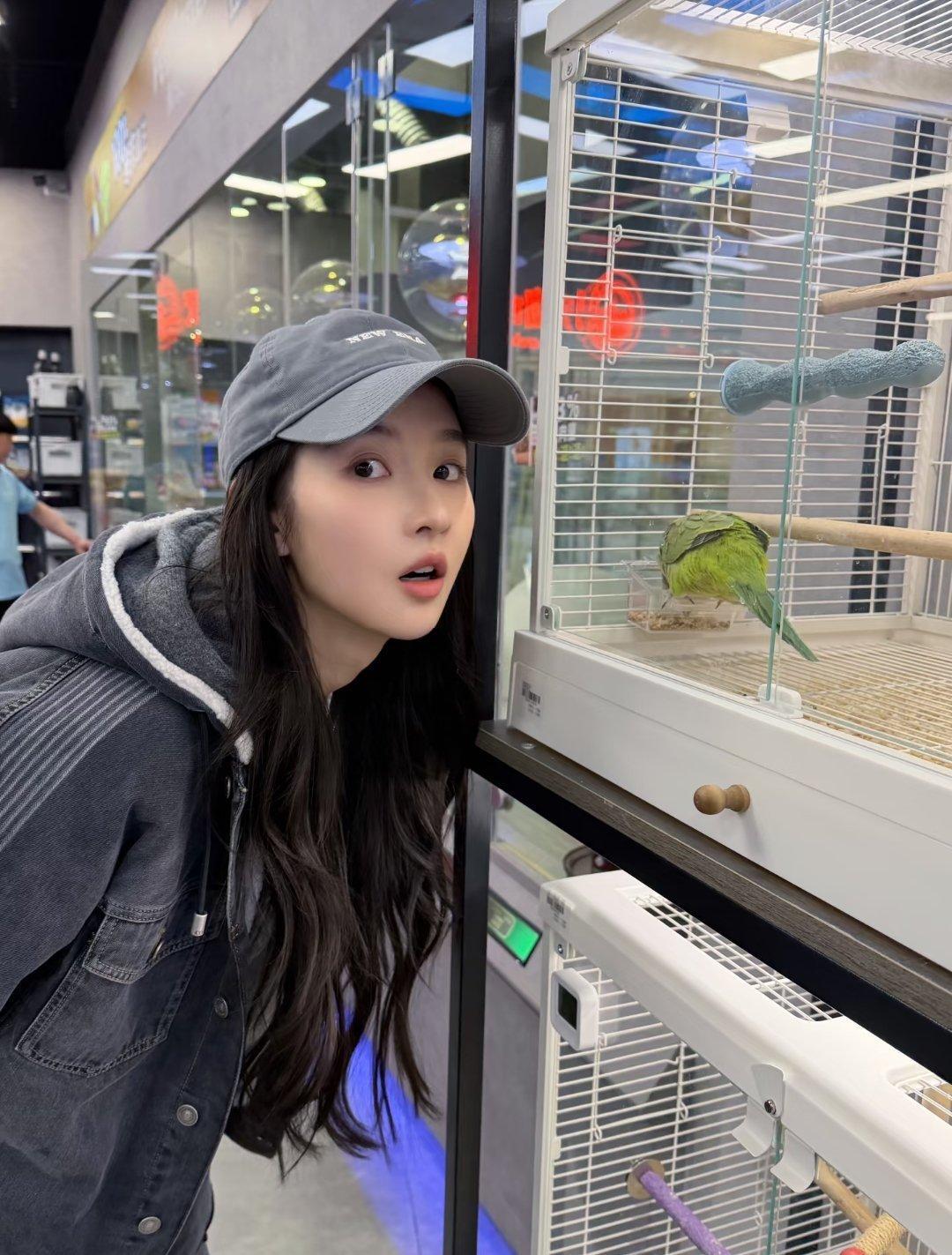 王玉雯的一组日常图片～“你也在上班吗？🐦” 