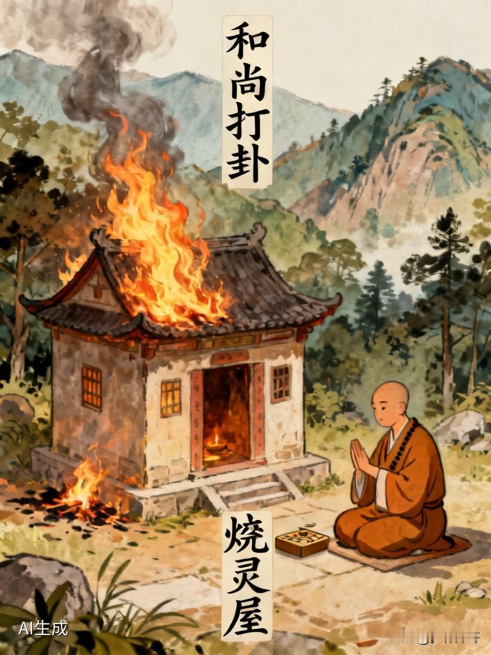 和尚打卦时，报名者遗漏了一人姓名，致使兄弟反目，妯娌成仇。
在我们这儿，有人过世