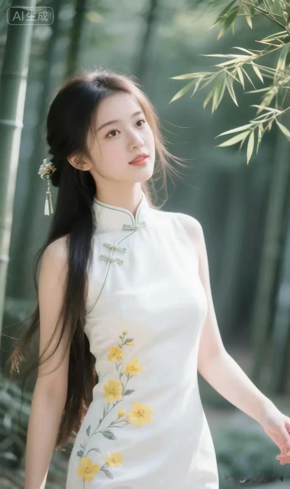 细腰轻步俏姑娘，
眼底温柔带暖阳。
不施粉黛天然美，
出水芙蓉映霞光。