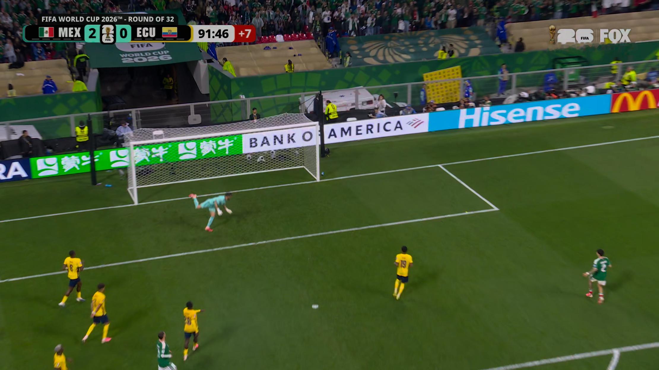 2026国际足联世界杯 32强墨西哥对阵厄瓜多尔BO1，最终墨西哥以2:0获胜进