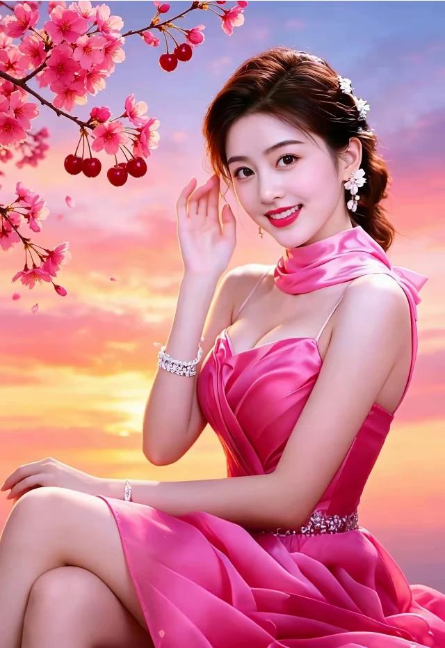 上联：昨夜春风潜入院，
下联：今朝花开盈满园。