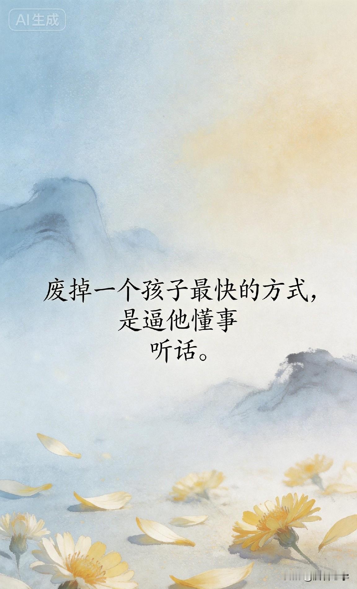 废掉一个孩子最快的方式，是逼他懂事听话。

你有没有见过这样的孩子？

从不顶嘴
