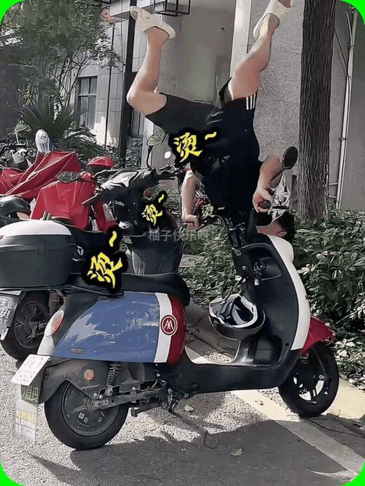 男子骑车前来了个前空翻，就这一手，我觉得 90% 以上的人做不到！