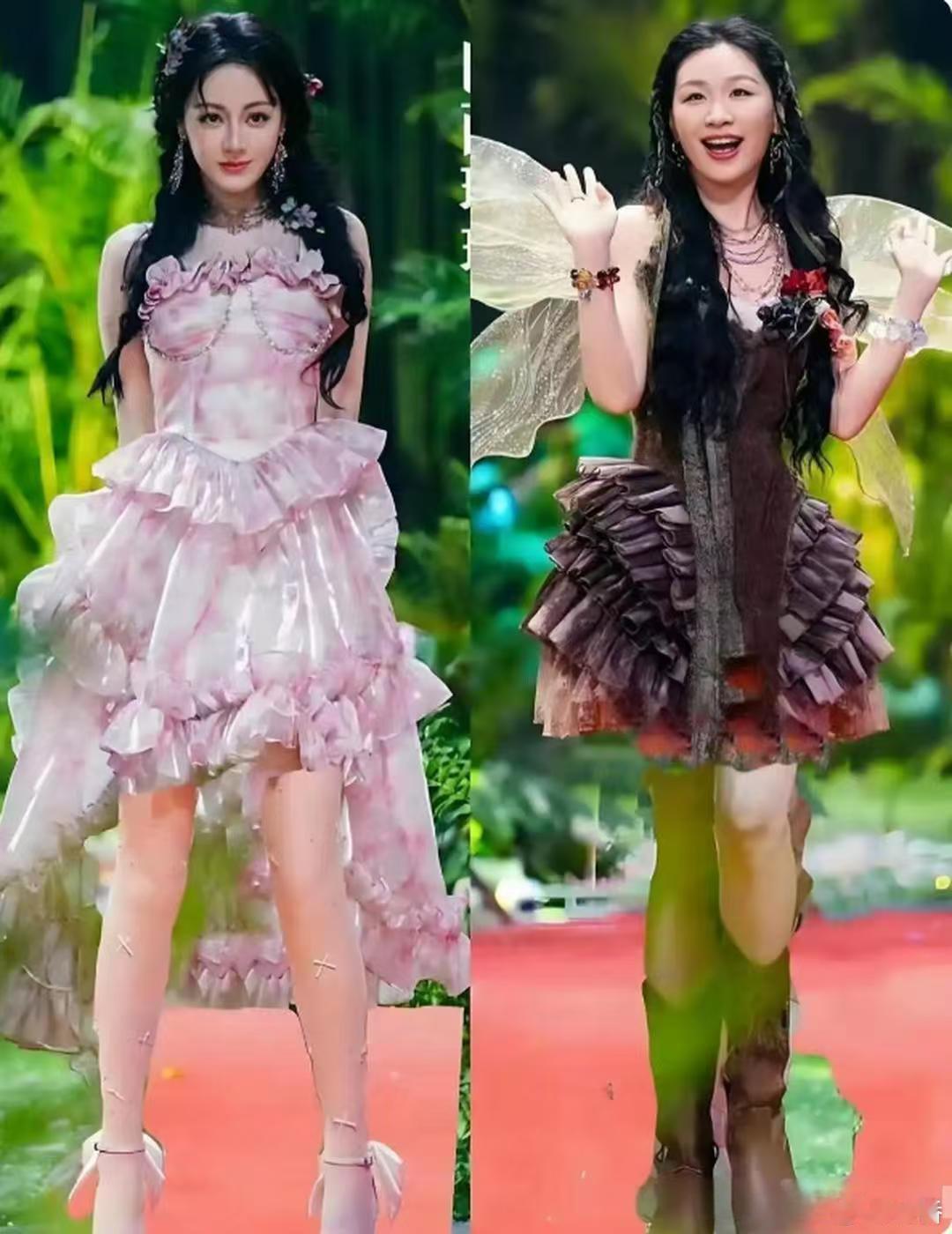 是不是迪丽热巴和金靖把鞋子穿混了，感觉换过穿更和谐了 