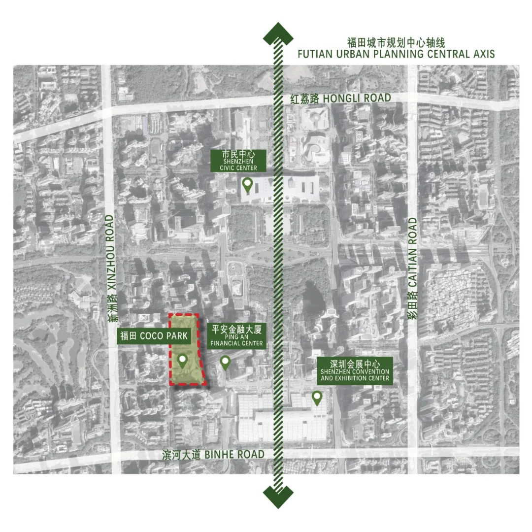 深圳福田城市规划中心轴线示意图