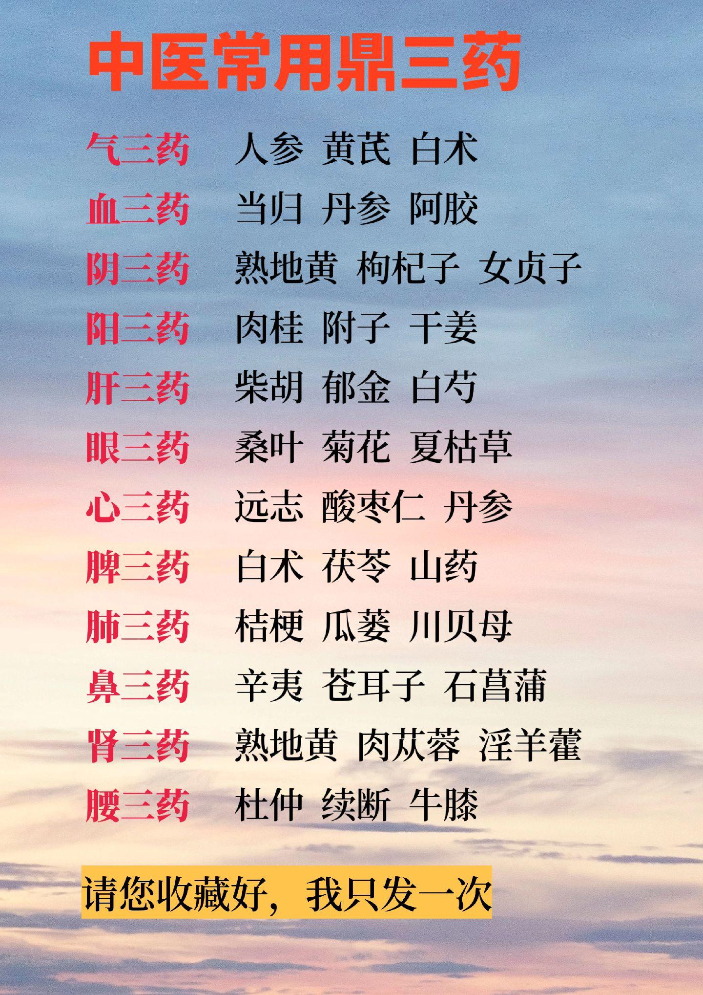 中医常用鼎三药 三药配伍。中医常用鼎三药 中药配伍