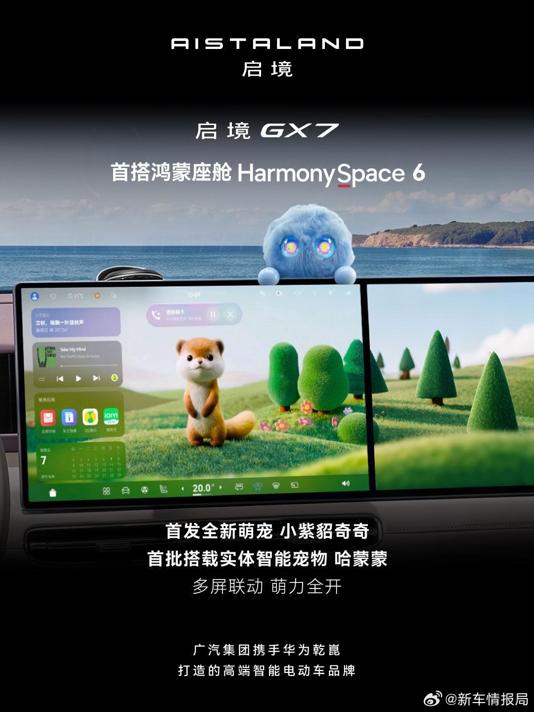 启境GX7将率先搭载鸿蒙座舱6新车情报局 日前，我们从启境汽车官方获悉，旗下首款