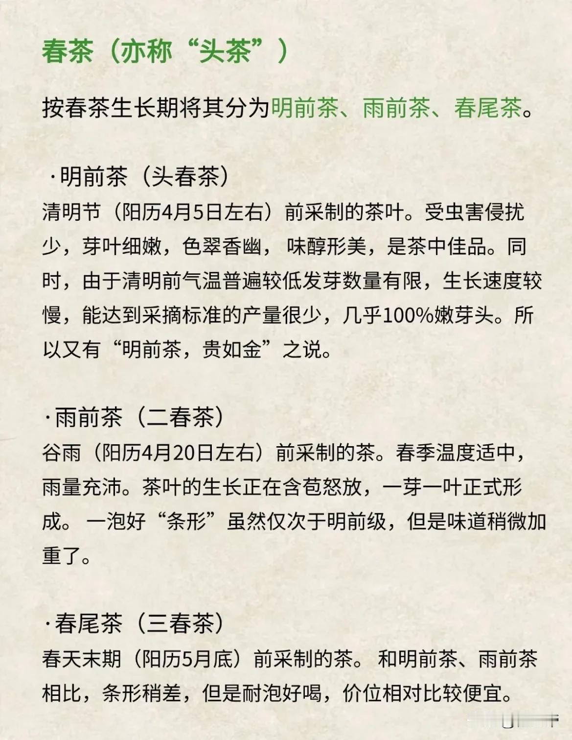 不同采摘期的春茶各有什么特点？