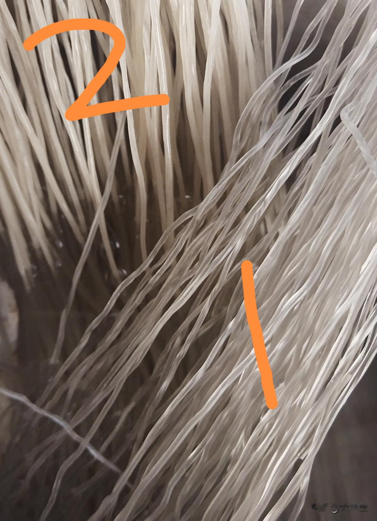 买了两种粉条，
一种是菜市场干货店的纯红薯粉条，
一种是大型商超买的纯红薯粉条，