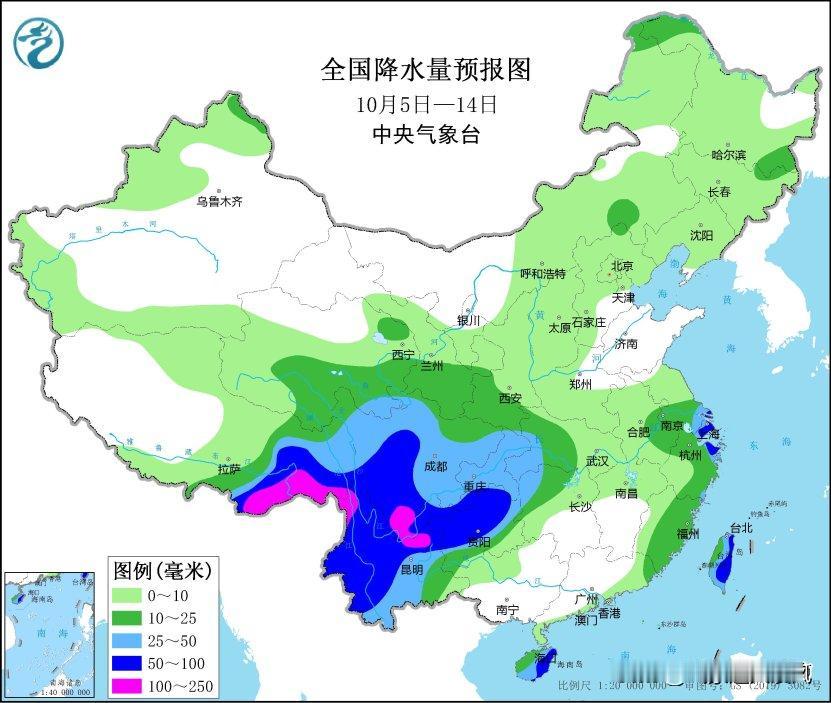 根据中央气象台预报，未来十天我国西南地区阴雨持续，全国大部气温将偏高。

在降水
