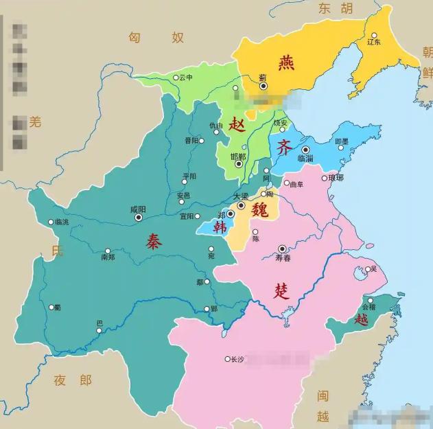 秦国在公元前230年灭掉韩国，这是韩国灭亡前的最后时刻的控制区域，只剩下一点点的