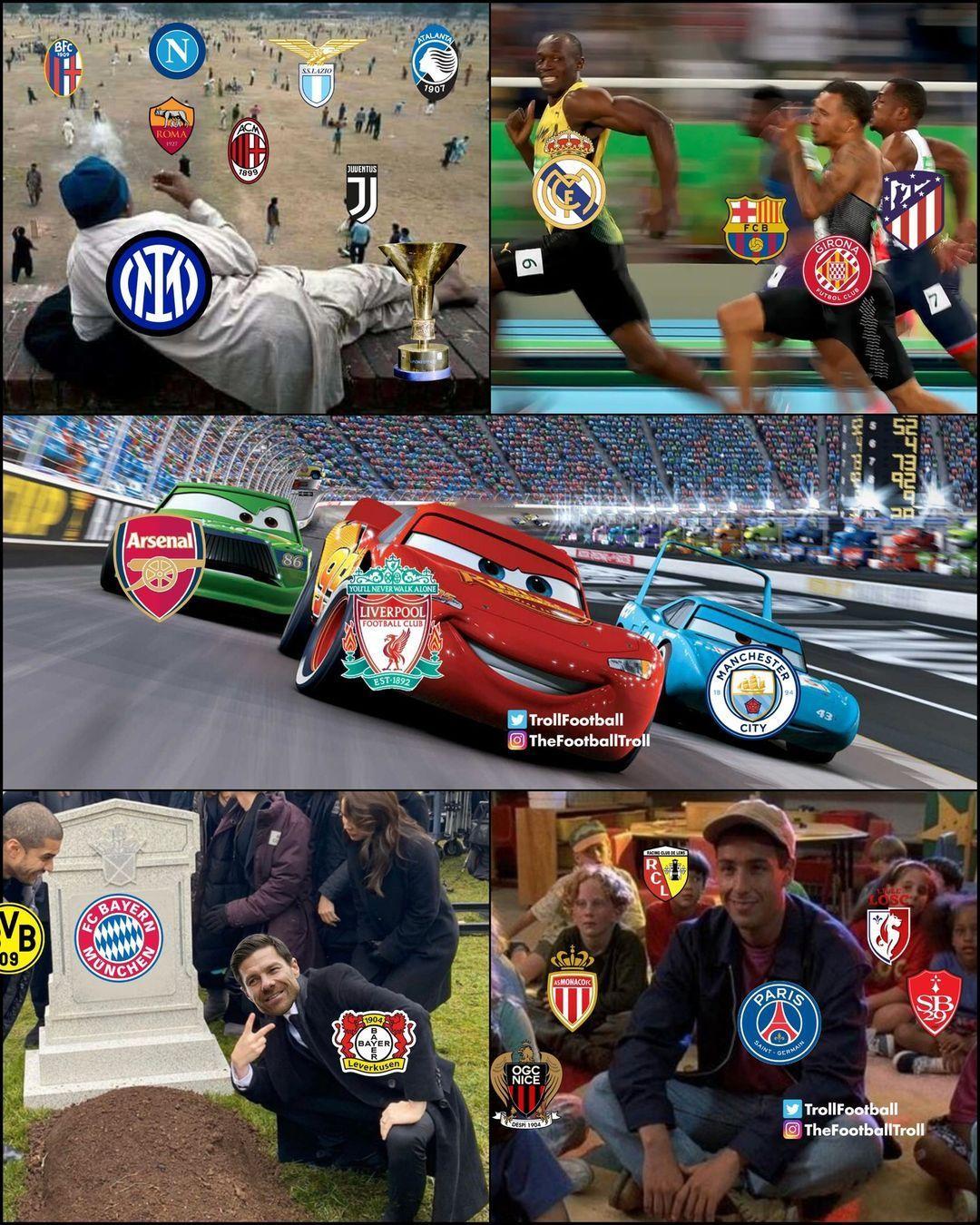 新收集的#足球梗图# 来啦！#meme# 主角：#五大联赛##曼城##曼联# 来
