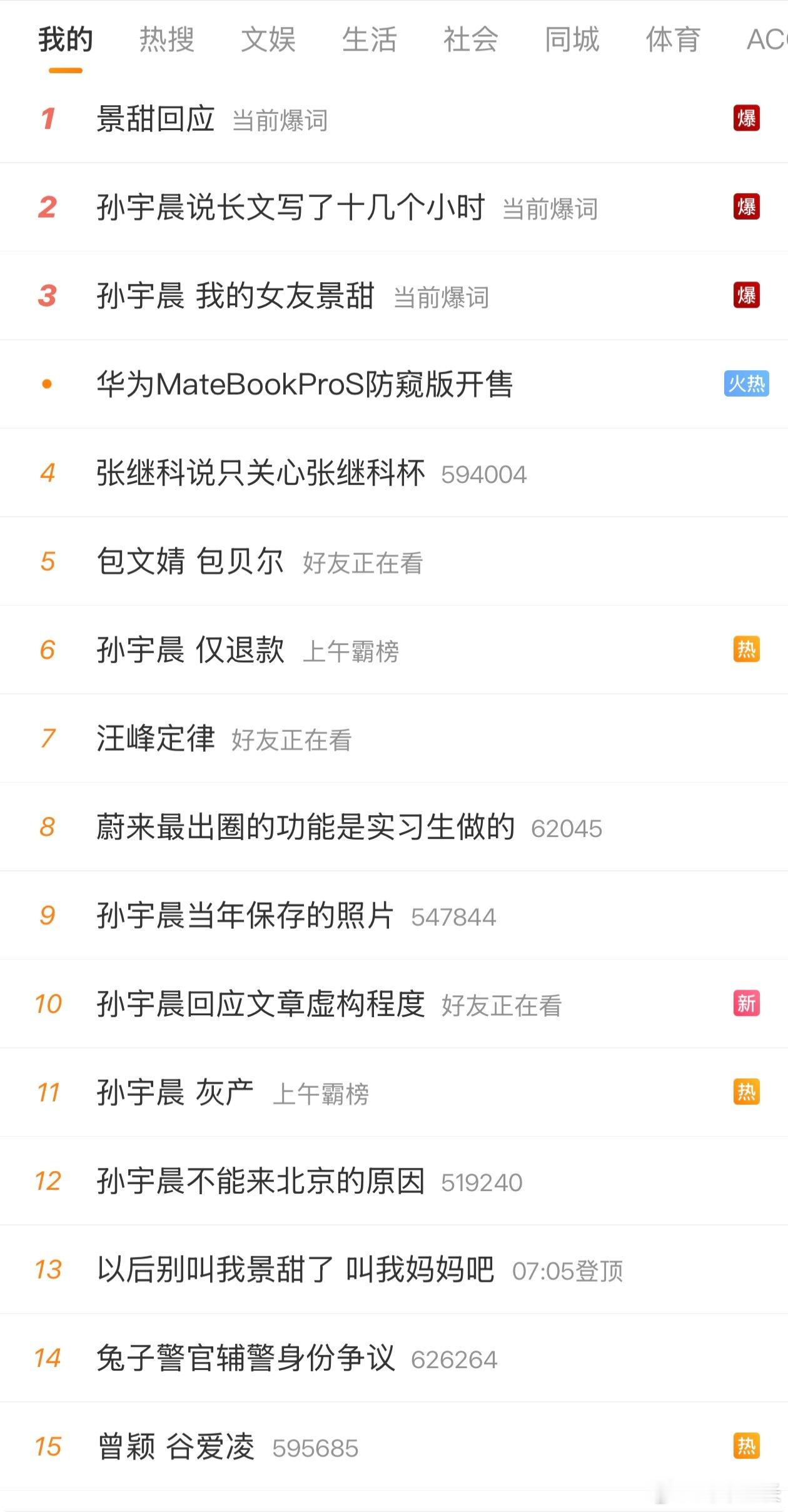 在这个moment，我的热搜前Top 60里，有29个话题是关于景甜和孙宇晨的…