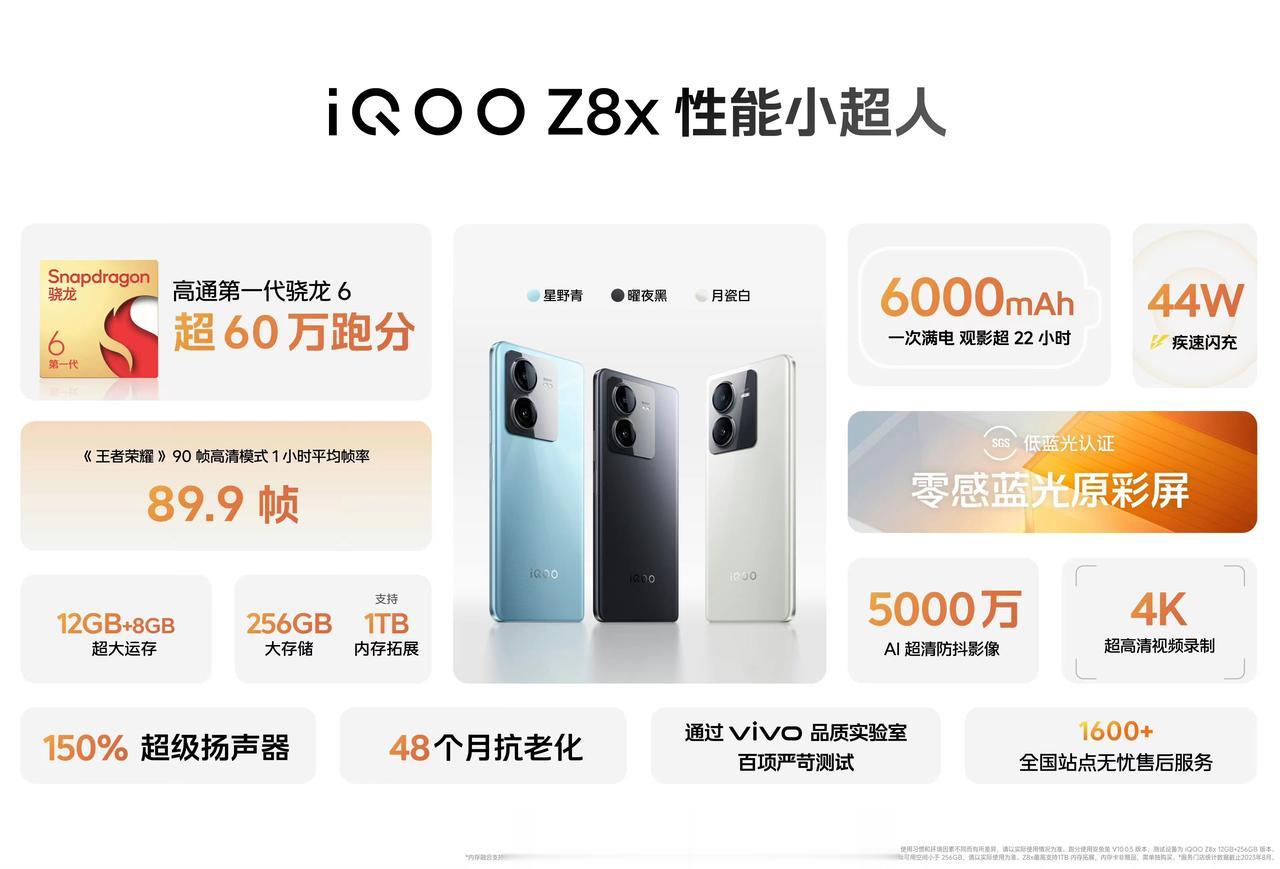 iQOO Z8x正式发布：和Z8同款外观，内置6000mAh电池；配备高通第一代