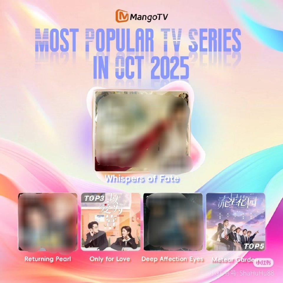 10月芒果TV国际版最受欢迎电视剧前五王鹤棣占二，两部老剧上榜，其他都是今年新剧