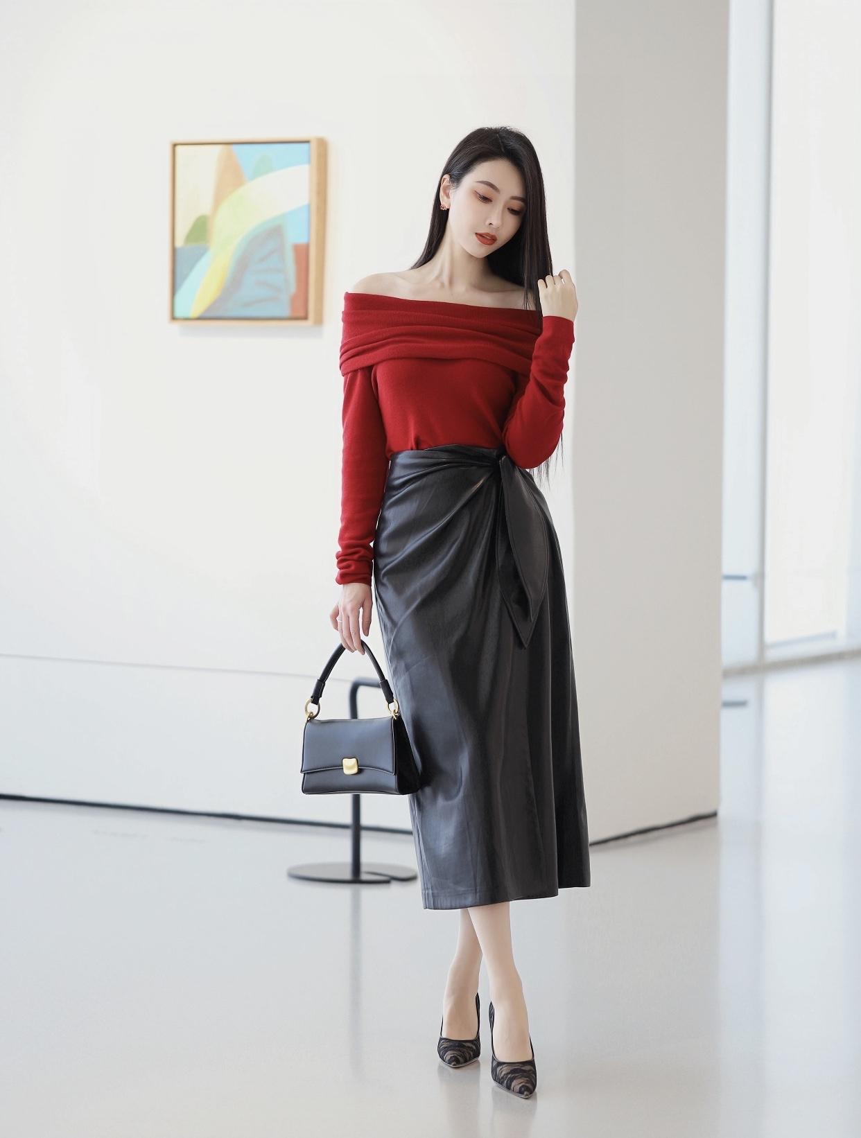 分享你见闻过的绝色美人！优雅红黑撞色，时尚穿搭指南