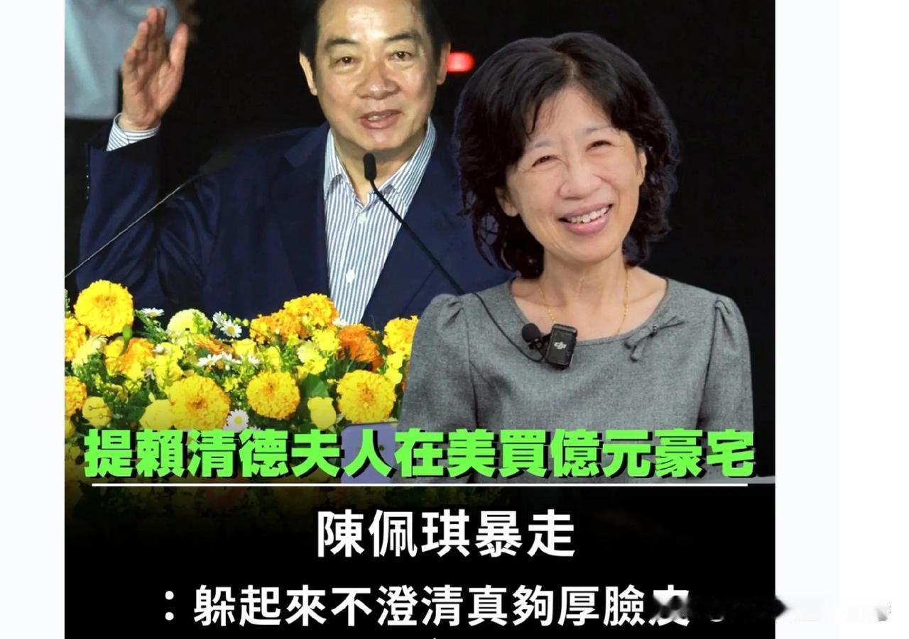 都是贪污敛财！柯文哲老婆陈佩琪紧咬「民进党赖清德夫人买美豪宅」传闻，要求比照柯家