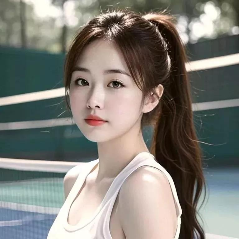 阳光下的网球少女，清新脱俗，散发着青春的活力。活力网球少女 美女网球运动员 网球